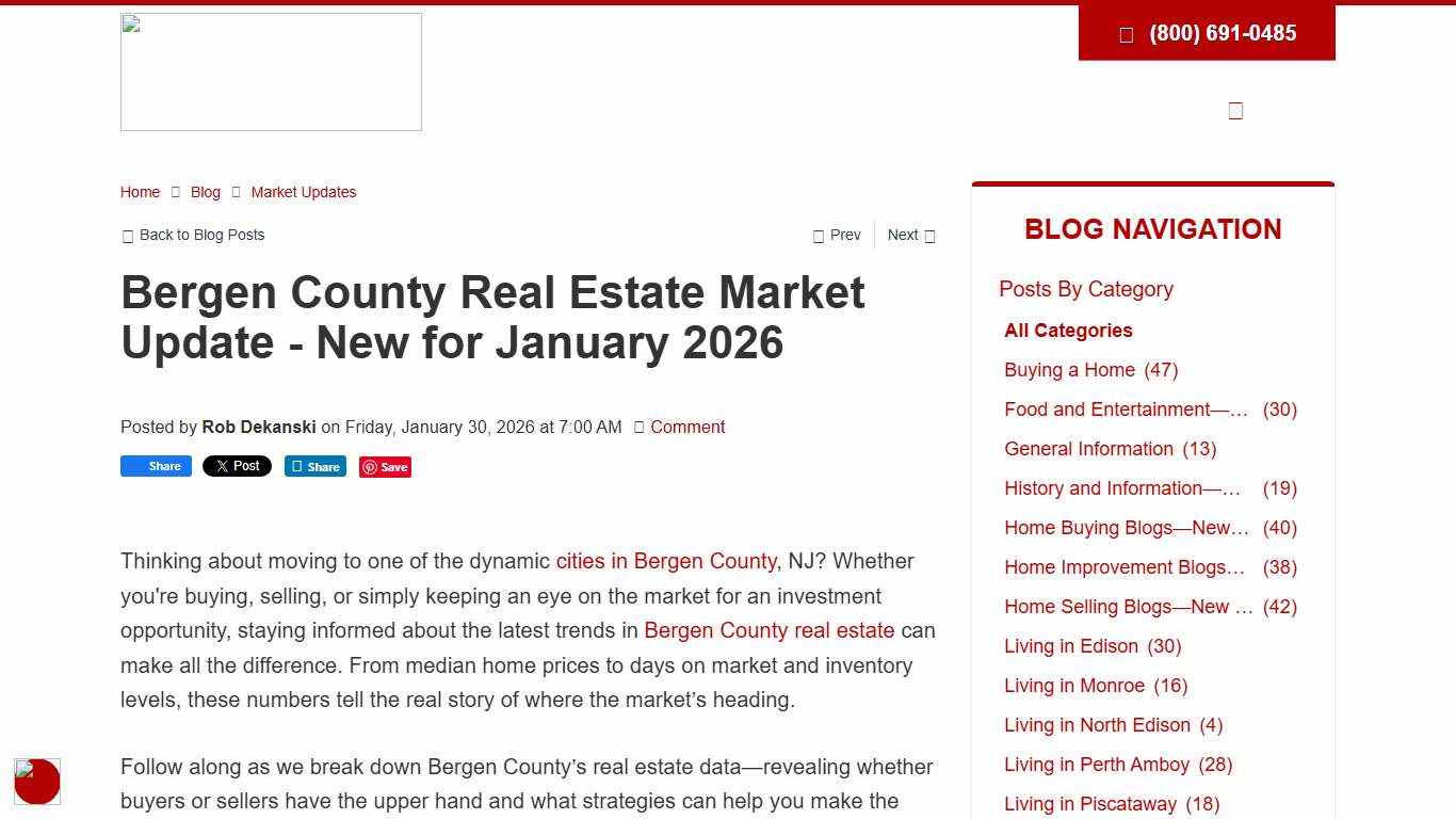 Bergen County Real Estate Market Update - New for January 2026