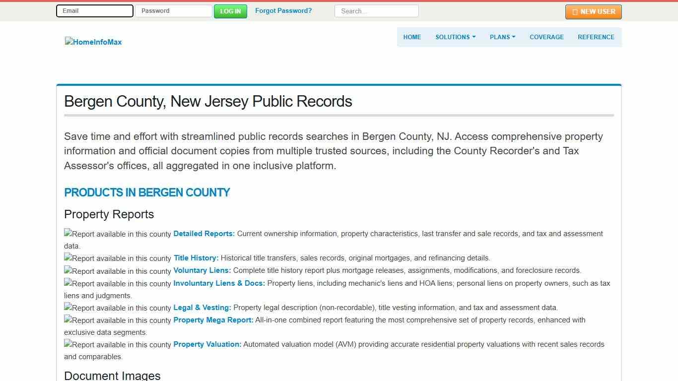 Bergen County, New Jersey Public Records & Documents Search HomeInfoMax